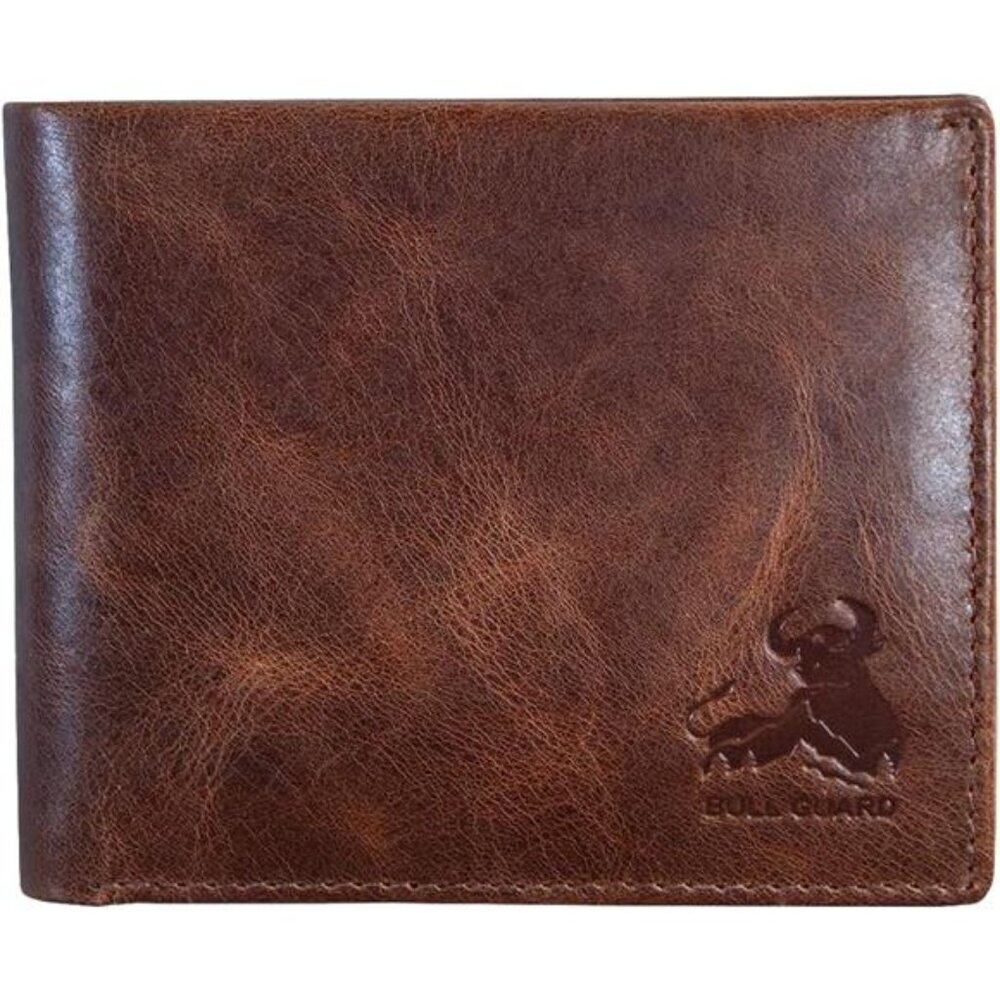 RFID Blocking Bifold Wallet Soft Genuine Leather Brown Western